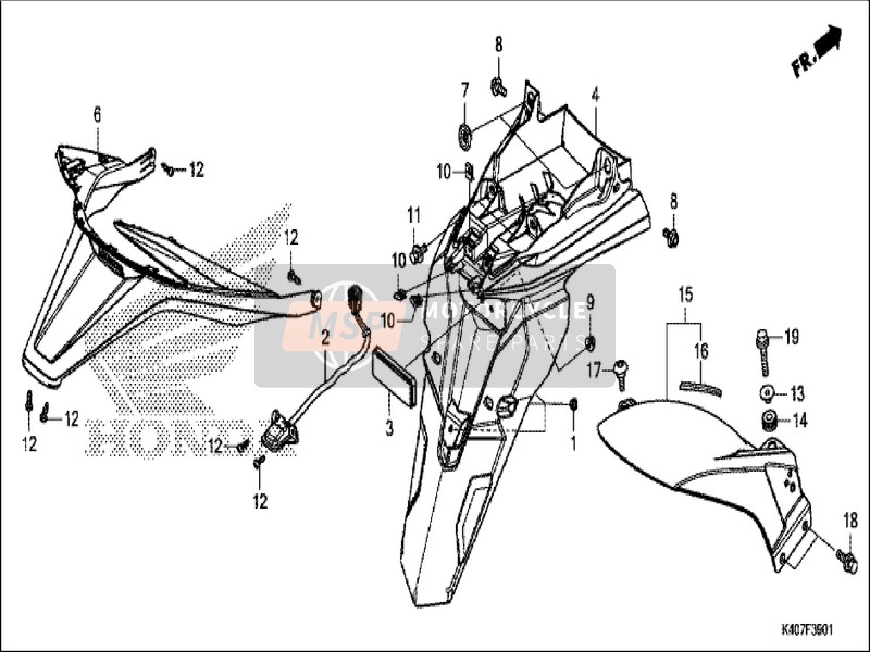 Honda NSS125AD 2019 Parafango posteriore/Licenza Luce (NSS125ADK) per un 2019 Honda NSS125AD